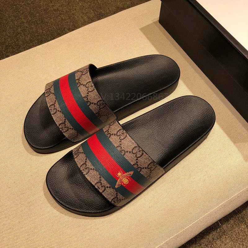 Black & Style 11summer Green capital GUCCI slipper male tide European station Tiger head Flip flop Little bee Couple non-slip sandy beach Sandals
