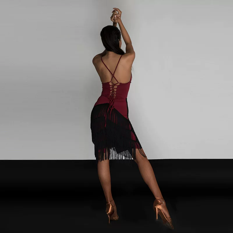 Zym8037 Lady in Red Midea Dance Latin Dance Filial Skin Skirt Zymdancestyle