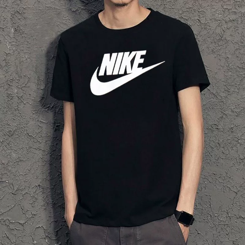 Nike, летняя спортивная хлопковая футболка с коротким рукавом, свободный крой
