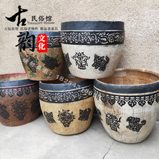 Резьба из бумаги 民俗老物件怀旧老米斗 老式纸桶 收藏杂项农家院复古装饰影视道具