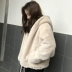 Thu đông 2018 thời trang mới giả áo len lông cừu áo len nữ phiên bản Hàn Quốc của chiếc áo khoác ngắn trùm đầu sang trọng dày