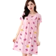 Áo ngủ nữ mùa hè Hàn Quốc tay áo ngắn tươi ngọt dễ thương đồ ngủ sinh viên kích thước lớn lỏng cotton lụa dịch vụ nhà mỏng - Đêm đầm