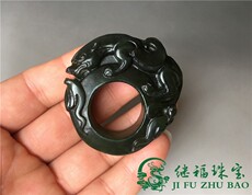 Украшения на руку 古玩杂项天然玉石老岫玉貔貅蝙蝠扳指仿古岫玉戒指立体雕貔貅指环