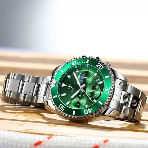 Trsoye New Brand Watch Normandy Water Ghost Steel Belt Водонепроницаемый календарь светящиеся деловые часы с тремя глазами с тремя глазами