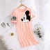 HelloKitty nightdress nữ mùa hè Hàn Quốc phiên bản của sinh viên mới cotton ngắn tay có thể mặc lỏng dài-đồ ngủ dài áo ngủ 2 dây Đêm đầm