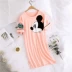 HelloKitty nightdress nữ mùa hè Hàn Quốc phiên bản của sinh viên mới cotton ngắn tay có thể mặc lỏng dài-đồ ngủ dài