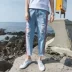 Quần jean nam mùa hè 2019 xu hướng thương hiệu quần ống suông chân dài phiên bản Hàn Quốc của quần chín mảnh - Quần jean