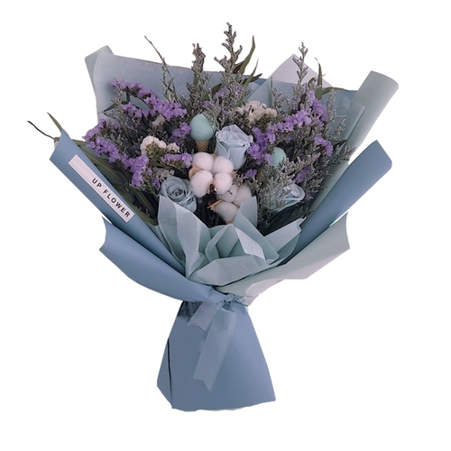 马卡龙色永生花干花束浅紫勿忘我毕业花束生日礼物送朋友老师节日