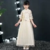 2019 mới phong cách Trung Quốc cô gái fluffy công chúa váy mùa hè trẻ em sườn xám guzheng váy chủ trang phục biểu diễn - Váy trẻ em váy đầm trẻ em 13 tuổi Váy trẻ em