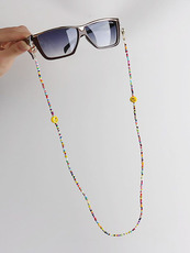 Очки цепи 一心一译同款彩虹笑脸眼镜链挂脖男女项链绳子陶瓷米珠防丢口罩链