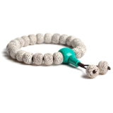 Четки бодхи, мужской браслет, четки из круглых бусин, бирюзовая подвеска из грецкого ореха