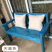 Sofa gỗ đôi ghế mới Trung Quốc retro cũ đồ nội thất cũ băng ghế ban công giải trí ngoài trời tay vịn ghế - Nội thất thành phố