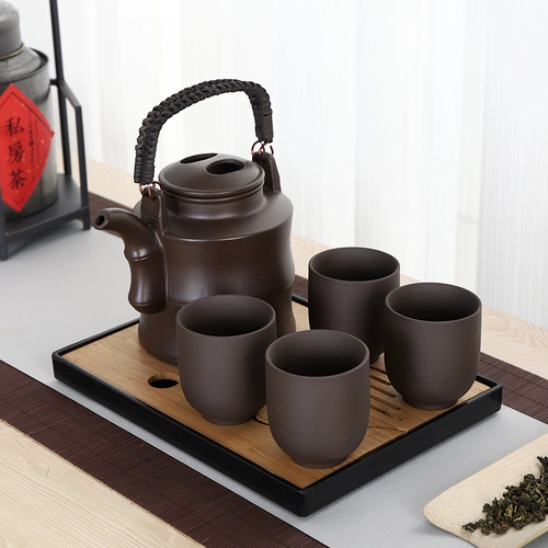 Yixing Zisha Tea Set Set Big -Lize -Capicity Liang Liang Pot Theory 1 Pot, 4 чашки чашек, простой чай, простое чайное устройство Home Hotel