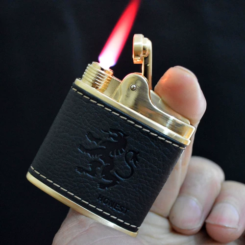 Креативная ретро маленькая ветрозащитная зажигалка, из натуральной кожи