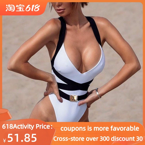 New Sexy One Piece Swimsuit Women Swimwear Solid Black Thong