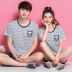 2 bộ của mùa hè vài bộ đồ ngủ cotton ngắn tay Hàn Quốc mùa hè đồ ngủ nam giới và phụ nữ cotton phần mỏng dịch vụ nhà phù hợp với Cặp đôi