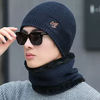 Удерживающая тепло зимняя вязаная шапка, шарф, ветрозащитный комплект, 2 предмета, увеличенная толщина, с защитой шеи