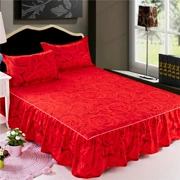 Chào mừng cuộc hôn nhân giường váy một mảnh khăn trải giường vải đỏ 1,5 1.8m giường ren bộ doanh nghiệp giường Simmons bảo vệ tay - Váy Petti