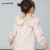 Áo hạt dẻ Bồ Đào Nha cho bé gái mùa hè chất đầy áo xù hoang dã Trẻ em lệch vai ngắn tay bé gái công chúa áo thun thủy triều - Khác Khác