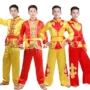 New trống trang phục Yangko quần áo nam quốc gia trang phục biểu diễn múa rồng khiêu vũ sư tử quần áo cảm hứng dịch vụ thuyền rồng bo dan toc cho nam nu