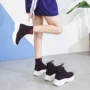 Giày tất nữ 2018 thu đông 2018 phiên bản mới của Hàn Quốc ulzzang đế dày tăng giày nữ thể thao hoang dã giày cao giày boot nữ cổ cao hàng hiệu