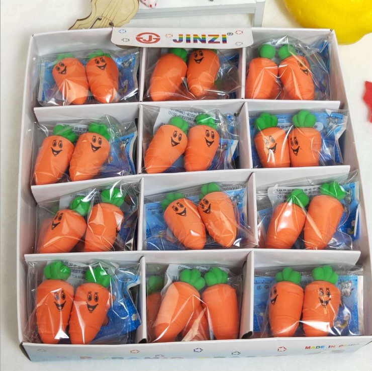 Carrot Rubber 48pupil practical Stationery Small gift kindergarten originality study prize reward Whole class children a birthday present