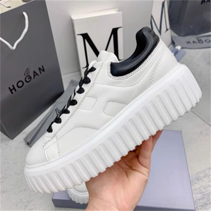 Italy Hogan Light Luxury Sports Casual Shoes Women's Biscuit Shoes Thick Sole Height Increased Leather White Shoes for Autumn 2023