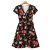 Đầm mùa hè mới của phụ nữ thời trang cổ chữ V tay ngắn ngắn khí chất eo cao là váy hoa mỏng 13783 - Váy eo cao