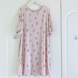 Мультяшная летняя пижама, розовая юбка, тонкое платье, милое платье-футболка, короткий рукав, свободный крой
