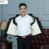 Áo len nam mùa thu và mùa đông lông cừu thật một tuổi trung niên ấm nhung áo vest cotton dày vai Áo vest cotton