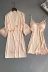 Sexy thêu cám dỗ đồ ngủ nữ mùa hè dây đeo nightdress áo choàng hai mảnh phù hợp với với ngực pad băng lụa dịch vụ nhà mùa đông Night Robe