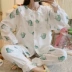 Quần áo giam giữ mùa hè cotton mỏng gạc đôi sau khi cho con bú phụ nữ mang thai đồ ngủ hai mảnh quần áo cho con bú tại nhà - Giải trí mặc / Mum mặc