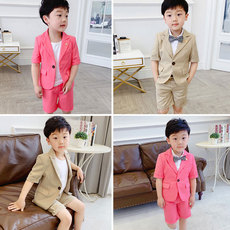 Костюм детский 男童小西装外套2020夏季新款帅气儿童时尚半袖两件套花童短袖礼服