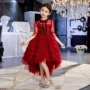 Tay áo trẻ em Rượu vang Váy đỏ Váy Sân khấu Công chúa Tutu Cô gái Sinh nhật Công chúa Váy Hoa Cô gái Tutu - Váy trẻ em áo khoác vest bé trai