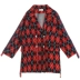 Gốc retro ribbon khâu màu sắc tương phản checkerboard coat phù hợp với cổ áo loose silhouette raglan tay áo sơ mi hoang dã mùa xuân