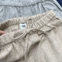 Комфортные дышащие летние модные однотонные штаны, мини-юбка, шорты, из хлопка и льна