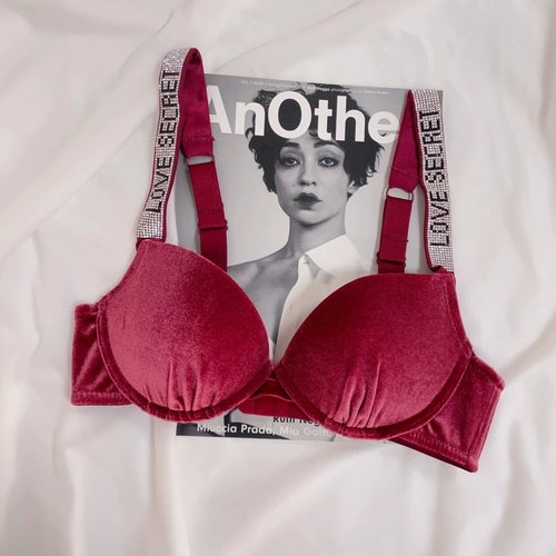 Красное бархатное сексуальное нижнее белье, поддерживающий бюстгальтер без косточек, зимний бюстгалтер