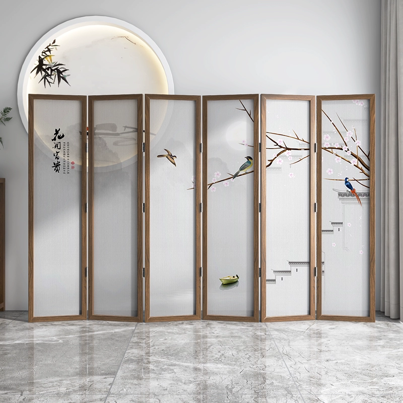 vách trang trí Tùy chỉnh 
            màn hình gỗ rắn phân vùng phòng khách gấp di động văn phòng mới phong cách Trung Quốc nhà hàng phòng trà phòng ngủ chặn hoa và chim gia dụng vách ngăn vách trang trí cầu thang 