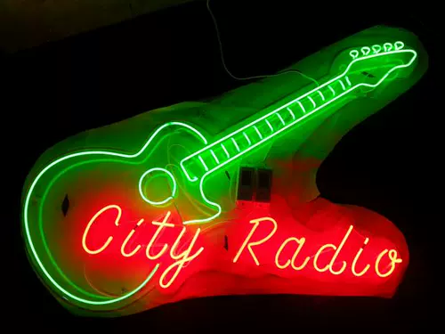 Стеклянная линейная лампа, ретро гитара