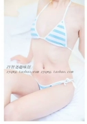 Ba điểm màu xanh và trắng đồ lót phù hợp với cô gái bikini sexy couple dây đeo Nhật Bản mềm chị đồ lót đồ lót
