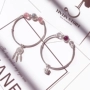 YINYIN CÂU CHUYỆN ■ tự nhiên tinh thể dâu tây moonstone thạch anh tím trắng bracelet sterling silver bracelet đột quỵ đào mật ong bạn gái vòng vàng tây nữ