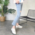 2018 mùa hè mới Hàn Quốc phiên bản của hoang dã thoáng khí rỗng lưới da thấp để giúp sinh viên giày của phụ nữ chân giày nhỏ màu trắng Giày cắt thấp