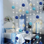 Tùy chỉnh 
            đục lỗ rèm cửa màu tím rèm hạt pha lê tối giản hiện đại ánh sáng phòng ngủ sang trọng cửa hiên vách ngăn phòng khách lối đi màn chuỗi pha lê