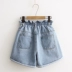 12 cô gái 13 quần short denim mùa hè Trẻ em 15 tuổi học sinh trung học mặc quần hoang dã nửa mỏng mỏng quần nóng - Quần jean