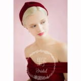 Аксессуар, бархатная бордовая повязка на голову, свадебный аксессуар, подарок на день рождения