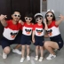 Cha mẹ và con mặc mùa hè 2018 gia đình mới ba gia đình nhà mẹ và con gái gia đình thiết lập bông ngắn tay t- shirt quần áo trẻ em xuất khẩu Trang phục dành cho cha mẹ và con