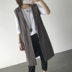 Mùa thu văn học mới retro lỏng kích thước lớn màu rắn V-Cổ tre cotton dài vest cardigan vest áo khoác đồ công sở nữ Áo vest