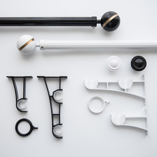 Карниз для штор 黑色罗马杆轨道白色铝合金窗帘杆金边北欧现代单杆双杆 极光