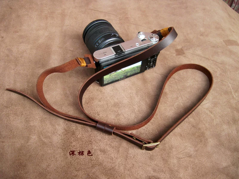 Làm bằng tay lớp da retro máy ảnh DSLR với dây đeo máy ảnh da điều chỉnh nhiều màu LOGO - Phụ kiện máy ảnh DSLR / đơn