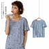 Áo sơ mi của bà mẹ trẻ áo lụa băng thun T nữ in họa tiết ngắn tay thể thao mau khô mặc nhà pyjama top - Pyjama